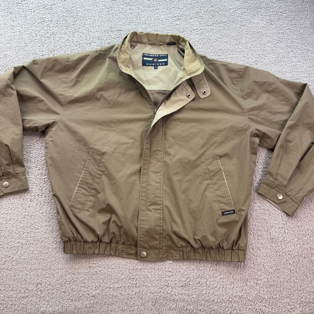 Vintage Members Only Mariner Jacket Khaki Tan Windbreaker Mens XL Long 90s